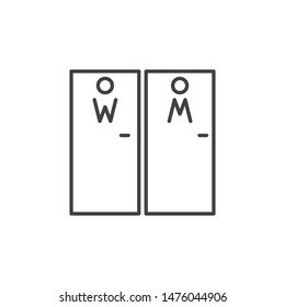 WC doors vector concept icon or sign in thin line style