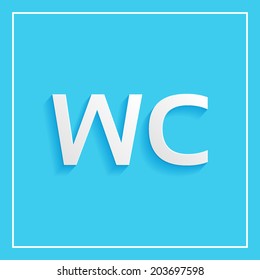WC, flat icon isolated on a blue background, sticker