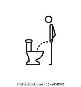 WC, funny symbol. Man or gentleman peeing in toilet. Vector illustration