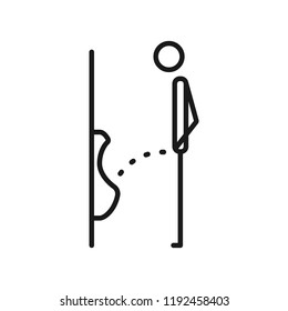 WC, funny symbol. Man or gentleman peeing in toilet. Vector illustration