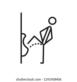 WC, funny symbol. Man or gentleman peeing in toilet. Vector illustration