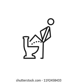 WC, funny symbol. Man or gentleman peeing in toilet. Vector illustration