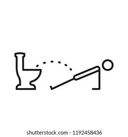 WC, funny symbol. Man or gentleman peeing in toilet. Vector illustration