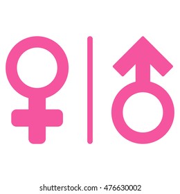 WC Gender Symbols icon. Vector style is flat iconic symbol, pink color, white background.