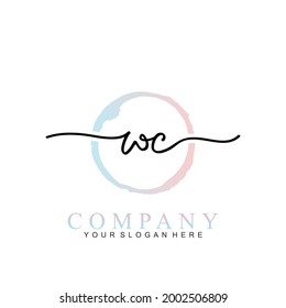 WC handwritten initial logo vector logo template with brush