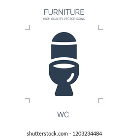 wc icon. high quality filled wc icon on white background. from furniture collection flat trendy vector wc symbol. use for web and mobile