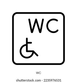 wc icon. Line Art Style Design Isolated On White Background