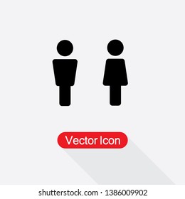 WC Icon, Man and Woman Icon, Toilet Icon Vector Illustration In Flat Style Eps10