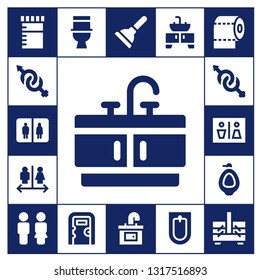 wc icon set. 17 filled wc icons.  Collection Of - Urine, Gender, Bathroom, Wc, Urinal, Toilet, Public toilet, Plunger, Sink, Bidet, Toilet paper, Sewing box