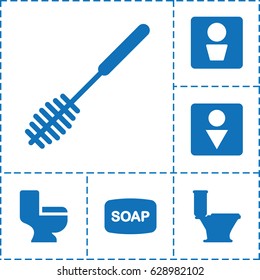 Wc icon. set of 6 wc filled icons such as man WC, Soap, toilet, toilet brush