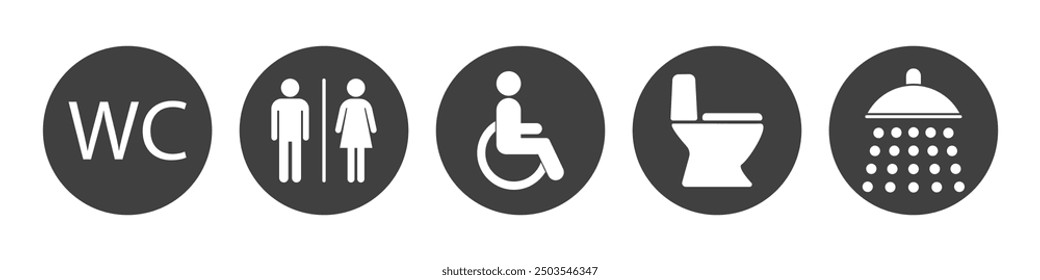 WC icon set on white background.