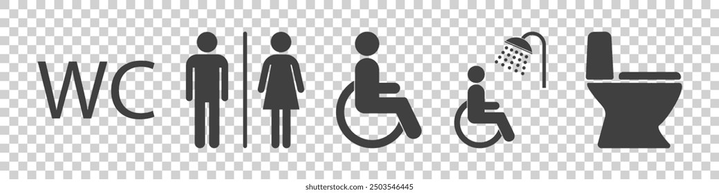 WC icon set on white background.