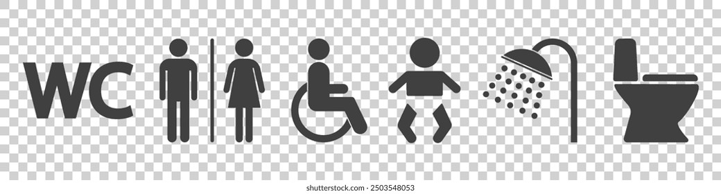 Icono de WC sobre fondo blanco.