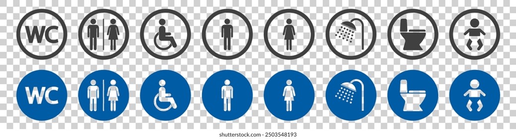 WC icon set on white background.