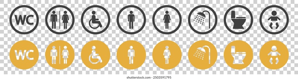 WC icon set on white background.