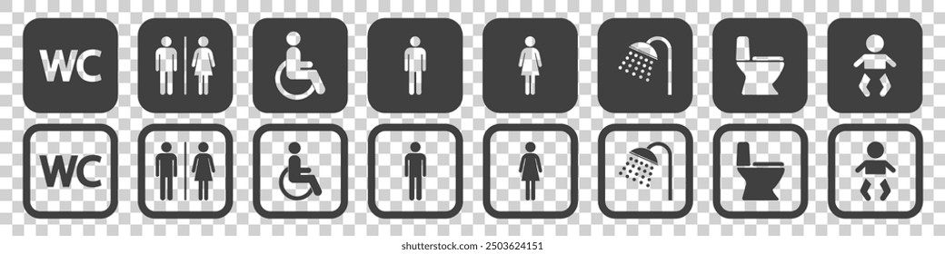 Icono de WC sobre fondo blanco.