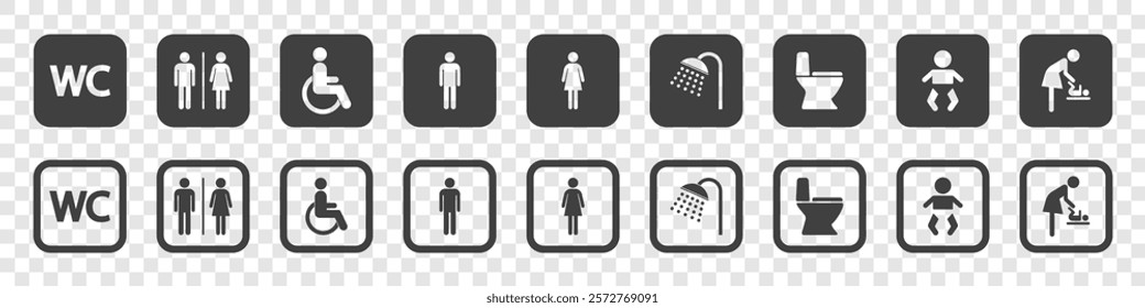 WC icon set on white background