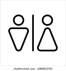 Wc icon. Toilet and restroom icon. Male, female symbol. Bathroom vector. Door and plate symbol. Linear style sign for mobile concept and web design. Wc symbol illustration. Pixel vector graphics