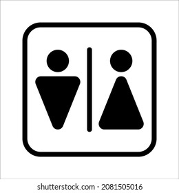 Wc icon. Toilet and restroom icon. Male, female symbol. Bathroom vector. Door and plate symbol. Linear style sign for mobile concept and web design. Wc symbol illustration. Pixel vector graphics