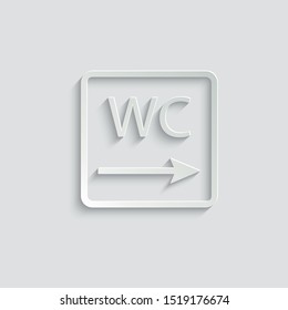  wc icon. Toilet and restroom icon paper icon  with shadow 