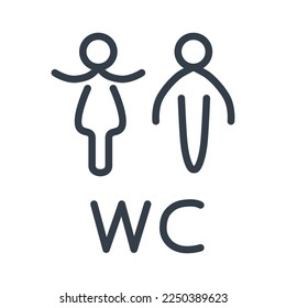 The WC icon. Toilet sign. A pointer with a male and female figure. Vector illustration isolated on a white background for design and web.
