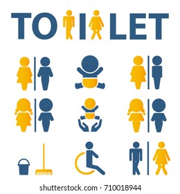 WC icon. Toilet sign. Vector  Illustration icons for print and web. 