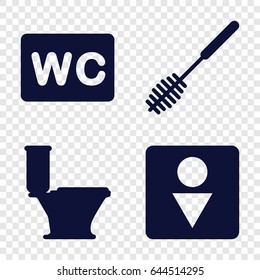 Wc icons set. set of 4 wc filled icons such as toilet