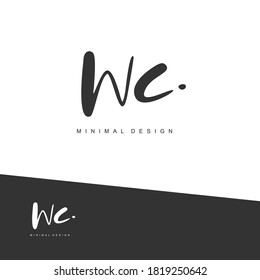 WC Initial handwriting or handwritten logo for identity. Logo with signature and hand drawn style.