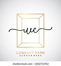 WC Initial Handwriting logo template vector