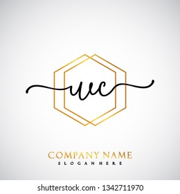 WC Initial Handwriting logo template vector