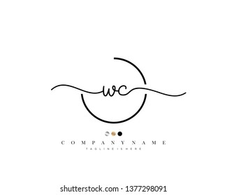 WC initial handwriting logo template vector
