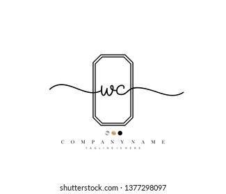 WC initial handwriting logo template vector