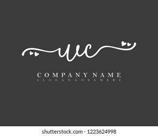 WC Initial handwriting logo vector