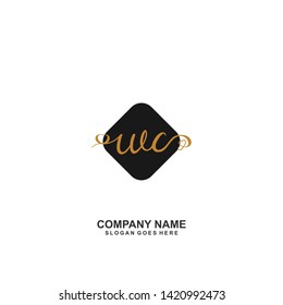 WC Initial handwriting logo vector