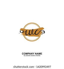 WC Initial handwriting logo vector