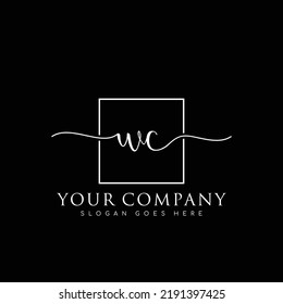 WC Initial handwriting minimalist logo vector