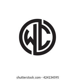WC initial letters looping linked circle monogram logo
