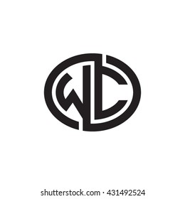 WC initial letters looping linked ellipse monogram logo