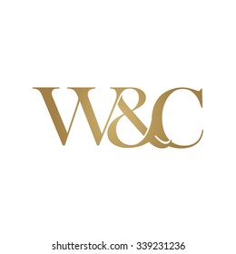 W&C Initial logo. Ampersand monogram golden logo