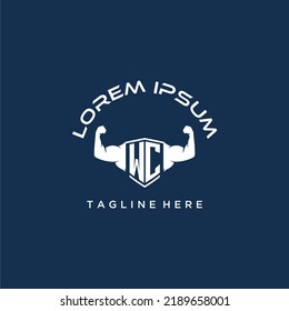 WC initial monogram for fitnes or gym logo with creative style design