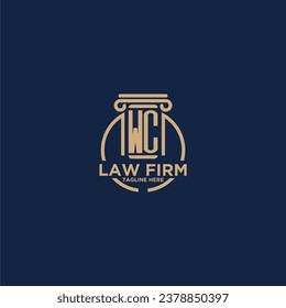 WC initial monogram for law firm with creative circle line