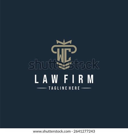 WC initial monogram logo law firm with pillar design