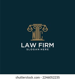 WC initial monogram logo for lawfirm with scale vector design