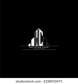 WC initial monogram logo for real estate with building style