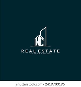 WC initial monogram logo real estate with building style design vector