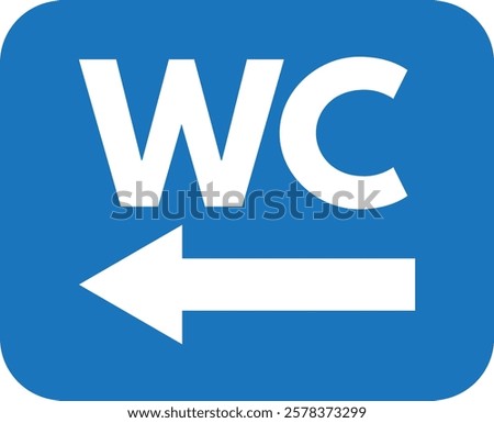 WC to left icon . Restroom sign with left arrow icon . Vector illustration