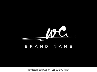 WC letter beauty handwriting vector logo. 