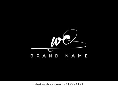 WC letter beauty handwriting vector logo. 