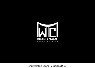 Logo-Design für WC-Buchstaben. Kreis, Dreieck, Sechseck, flacher und einfacher Stil mit weißem Farbvariationsbuchstaben Logo in einer Zeichenfläche. WC