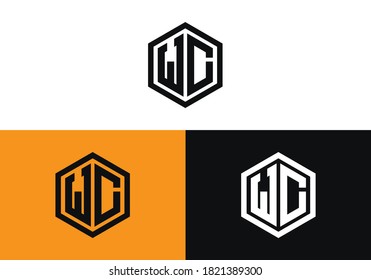 Logo-Design-Vektorgrafik des WC-Briefes